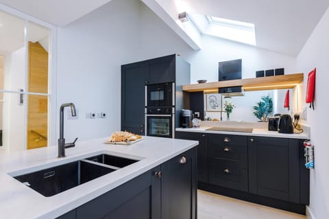 Kitchen or kitchenette, dishwasher, oven, stove