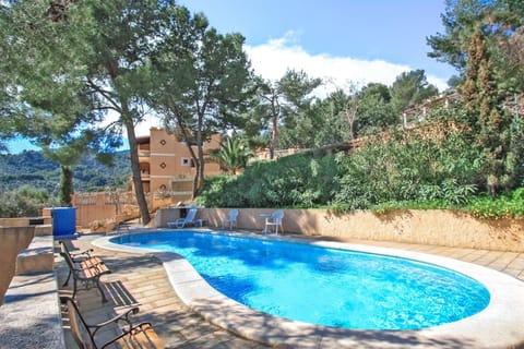 Property building, Living room, Swimming pool