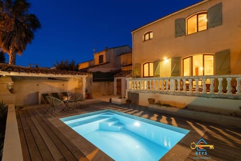 Night, Pool view, Swimming pool