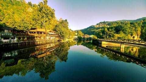 Property building, Nearby landmark, Natural landscape, Autumn, Landmark view, Mountain view, River view, Sunset