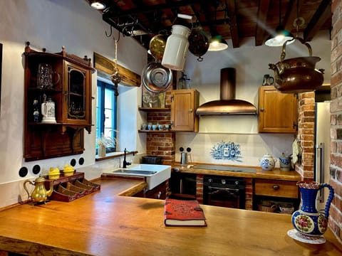 Kitchen or kitchenette, stove