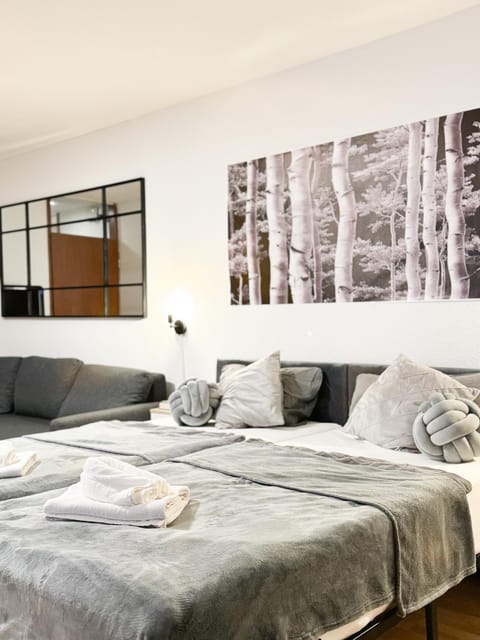Bed, Living room, Photo of the whole room, Bedroom, towels