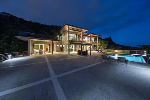 Property building, Night, Natural landscape, Pool view, Swimming pool