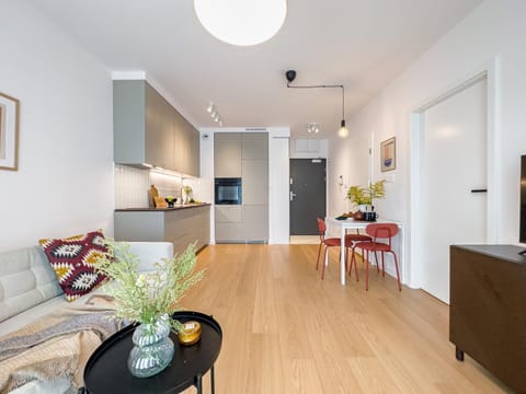 Kitchen or kitchenette, Living room, Seating area, Dining area