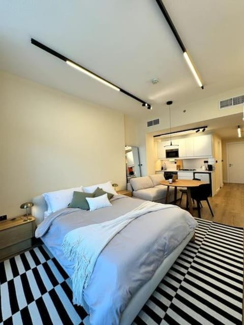 Bed, Kitchen or kitchenette, Living room, Photo of the whole room, Seating area, Bedroom, air conditioner