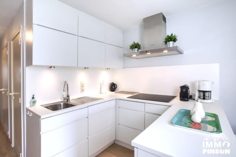 Kitchen or kitchenette, stove