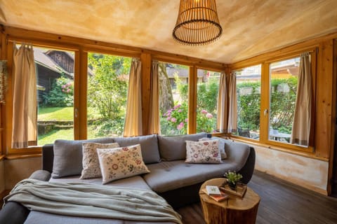 Living room, Seating area, Garden view