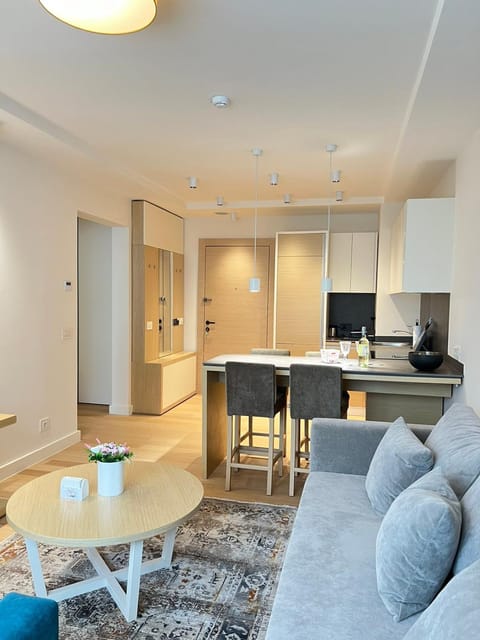 Kitchen or kitchenette, Living room, Seating area