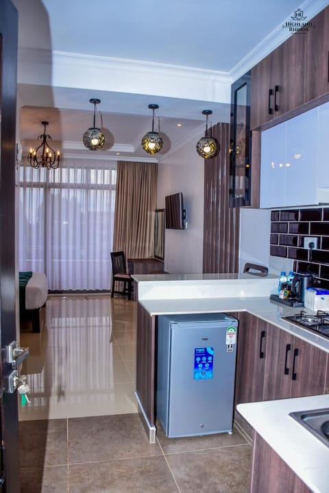 Kitchen or kitchenette, stove