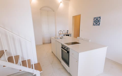 Kitchen or kitchenette, stove