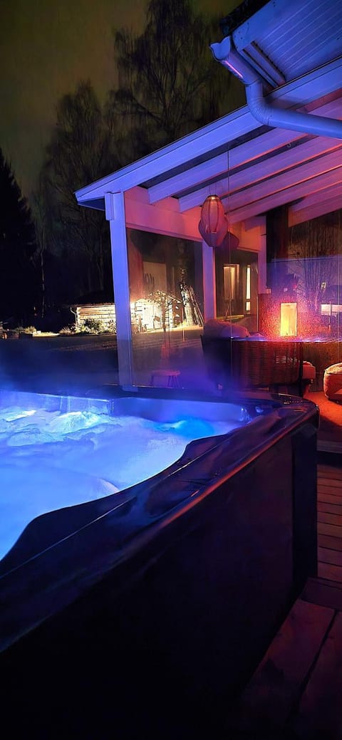 Night, Pool view, Swimming pool