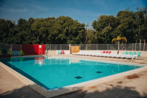 Swimming pool, sunbed