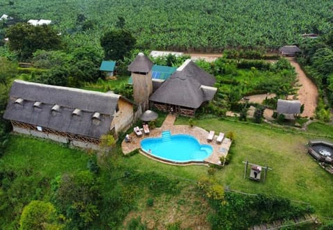 Property building, Day, Neighbourhood, Natural landscape, Bird's eye view, Garden, Garden view, Pool view, Swimming pool, Parking, sunbed