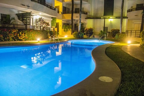 Property building, Night, Swimming pool, Swimming pool