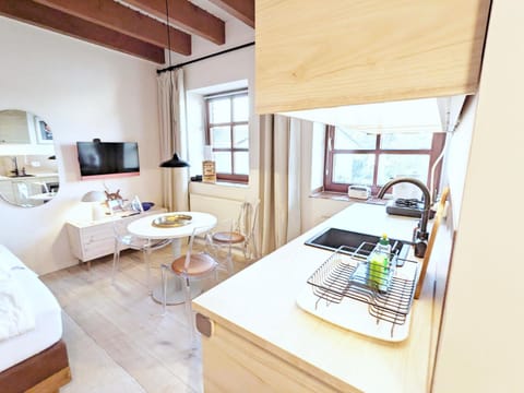 TV and multimedia, View (from property/room), Kitchen or kitchenette, Photo of the whole room, Dining area