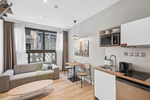 Kitchen or kitchenette, Living room, Dining area