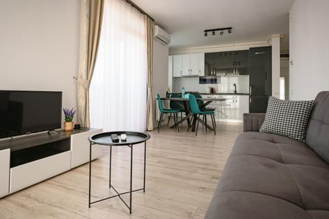 TV and multimedia, Kitchen or kitchenette, Living room, Seating area, Dining area, air conditioner, air conditioner