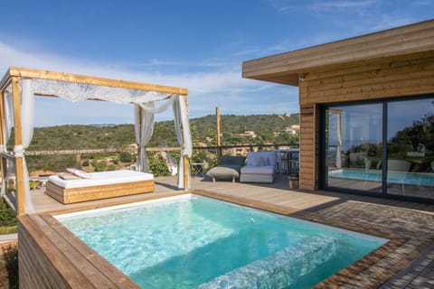Property building, Living room, Bedroom, Swimming pool