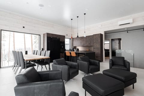 Kitchen or kitchenette, Living room, Seating area, Dining area, oven