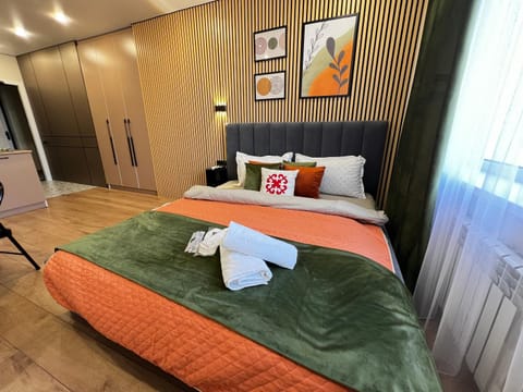 Bed, Photo of the whole room, Bedroom, towels, wardrobe