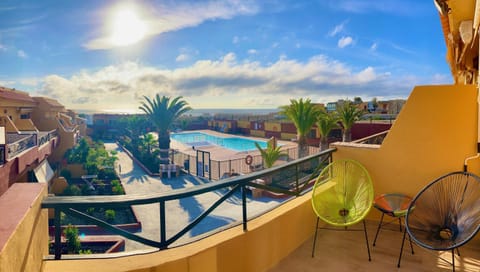 View (from property/room), Balcony/Terrace, Pool view, Swimming pool
