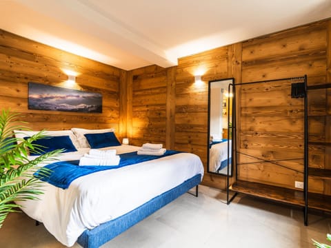 Bed, wardrobe
