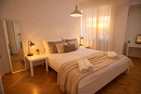 Bed, Photo of the whole room, Bedroom, towels, wardrobe