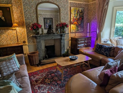 Living room, fireplace