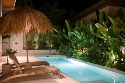 Night, Garden view, Pool view, Swimming pool, sunbed