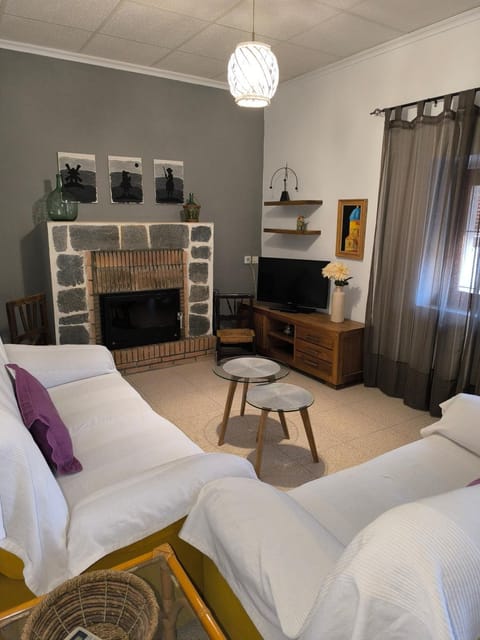 Dining area, fireplace