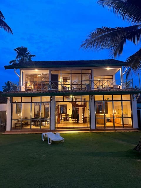 Property building, Night, Garden, Living room, Seating area, Garden view