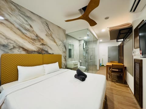 Bedroom, towels, air conditioner
