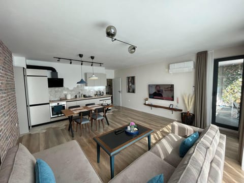 TV and multimedia, Kitchen or kitchenette, Living room, Seating area, Dining area, oven, stove