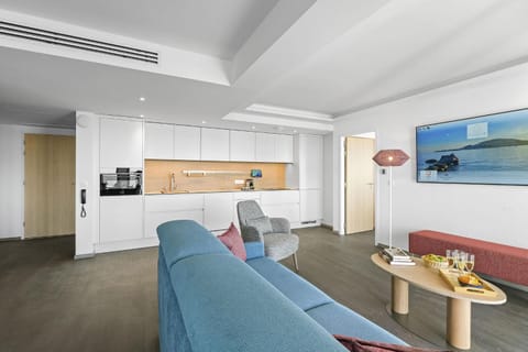 Living room, kitchen