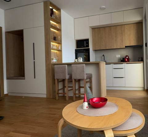 Living room, Dining area, oven, stove, toaster