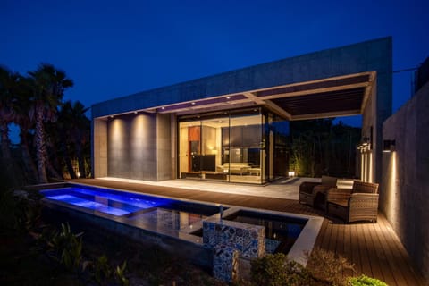 Property building, Night, Pool view, Swimming pool, Swimming pool