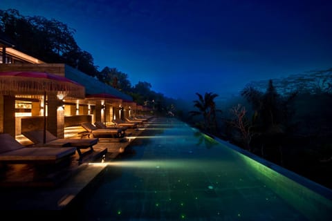 Night, Pool view, Swimming pool