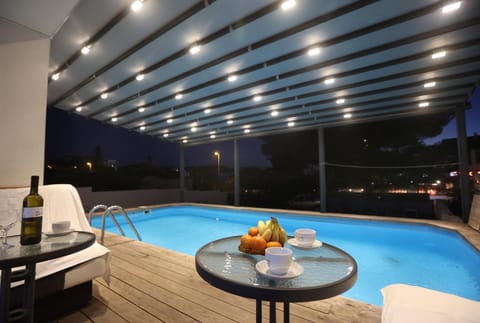 Night, Pool view, Swimming pool