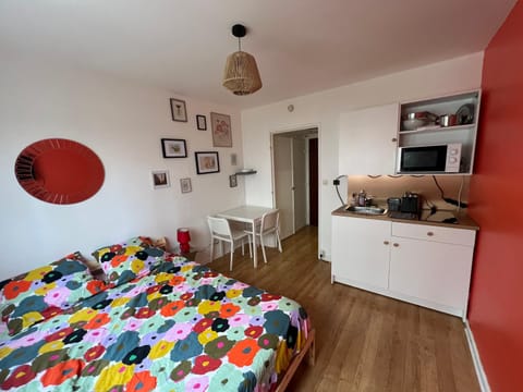 Bed, TV and multimedia, Kitchen or kitchenette, Living room, Photo of the whole room, Seating area, Dining area, Bedroom