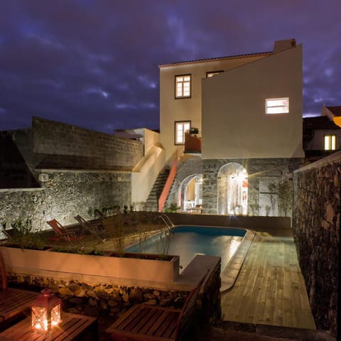 Property building, Patio, Night, Balcony/Terrace, Swimming pool