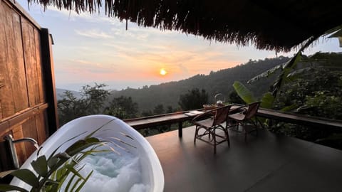 Patio, Natural landscape, Hot Tub, View (from property/room), Sunset