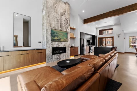 Day, TV and multimedia, Kitchen or kitchenette, Living room, fireplace, furniture