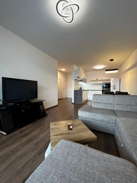Communal lounge/ TV room, Bed, TV and multimedia, Kitchen or kitchenette, Living room, Photo of the whole room, Seating area