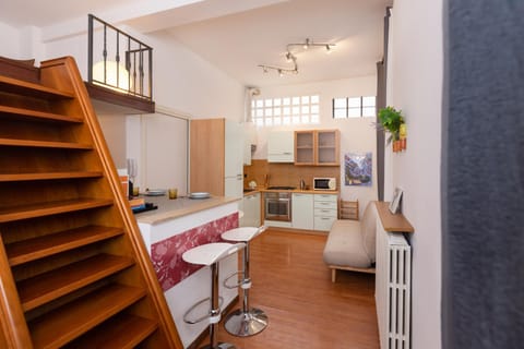 Kitchen or kitchenette, Photo of the whole room, Dining area, Bedroom, oven, stove