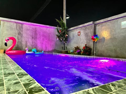 Night, Pool view, Swimming pool, Swimming pool