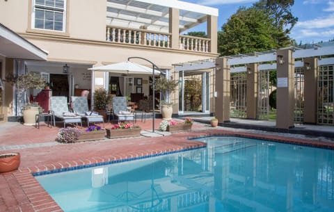 Property building, Pool view, Swimming pool, sunbed, Internal: Not applicable to any particular room