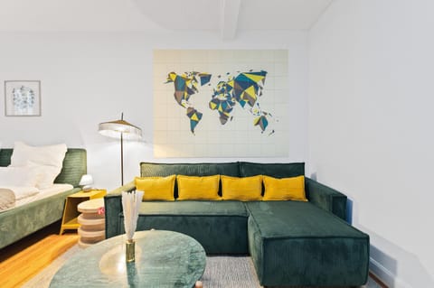 Bed, Living room, Photo of the whole room, Seating area, Bedroom