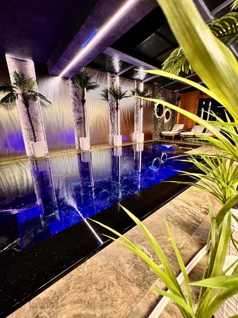 Night, Pool view, Swimming pool