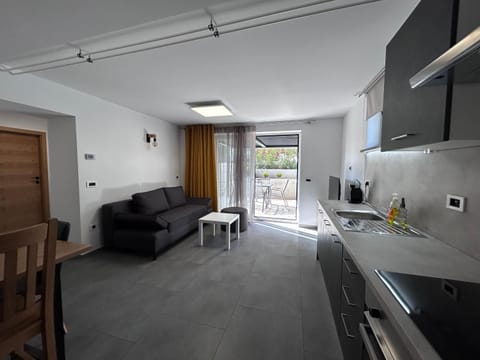 TV and multimedia, Kitchen or kitchenette, Living room, Seating area, Dining area, stove