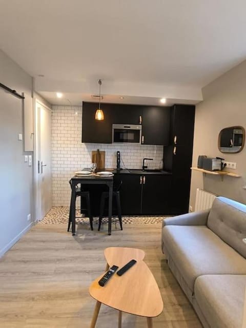 Kitchen or kitchenette, Living room, Seating area, Dining area, stove